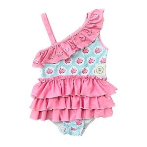 Olive Mae Floral Ruffle One Piece Swimsuit size 4T